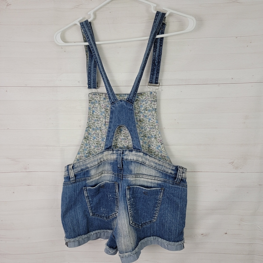 Small Distressed Denim Overall Shorts - Picture 3 of 5